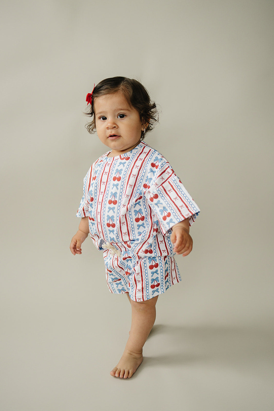shorts set // cherry bow stripes (sizing up to 8/9y)