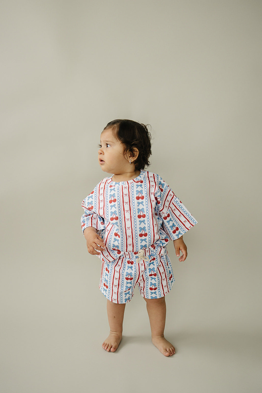 shorts set // cherry bow stripes (sizing up to 8/9y)
