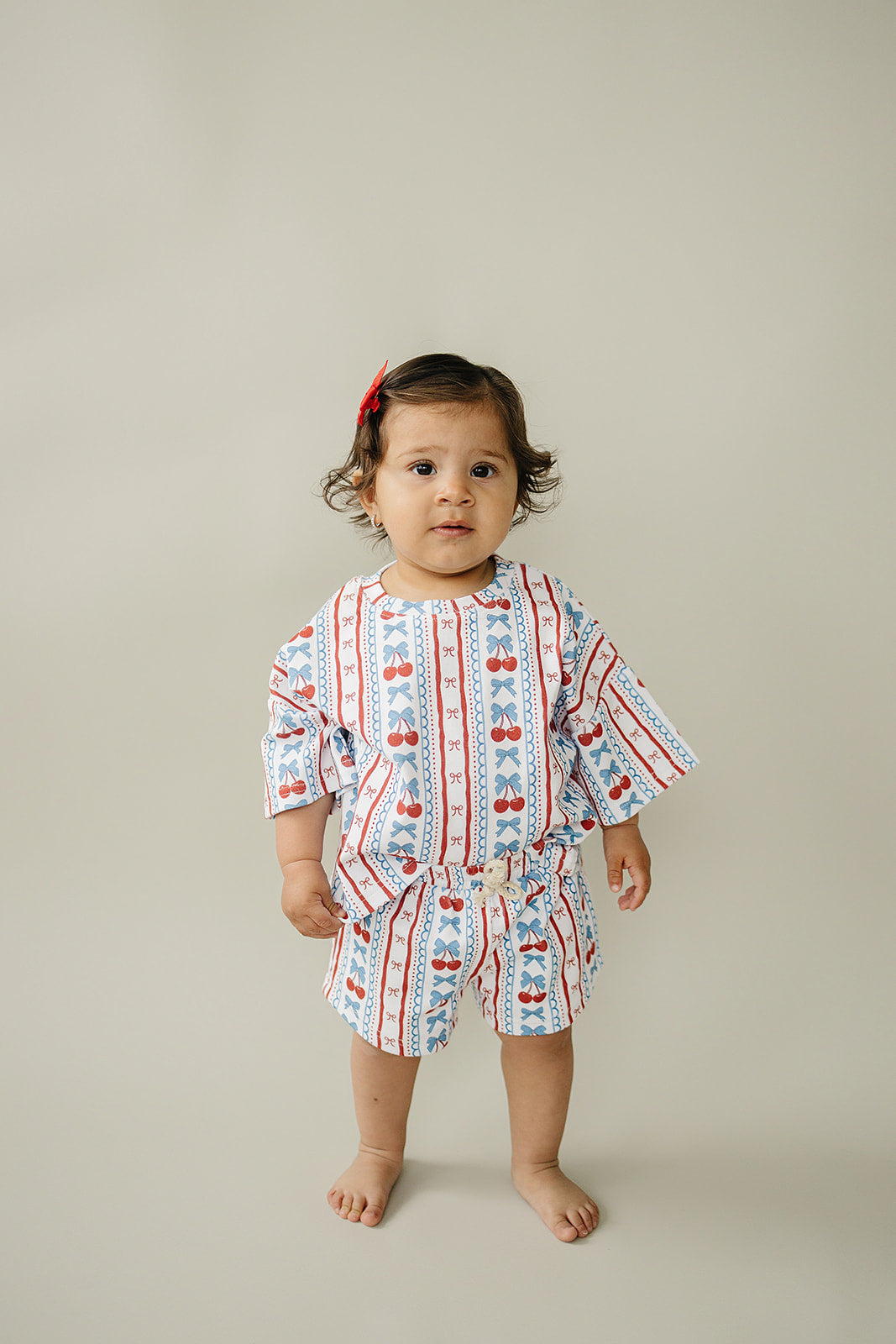 shorts set // cherry bow stripes (sizing up to 8/9y)