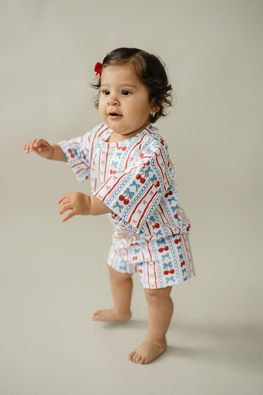 shorts set // cherry bow stripes (sizing up to 8/9y)