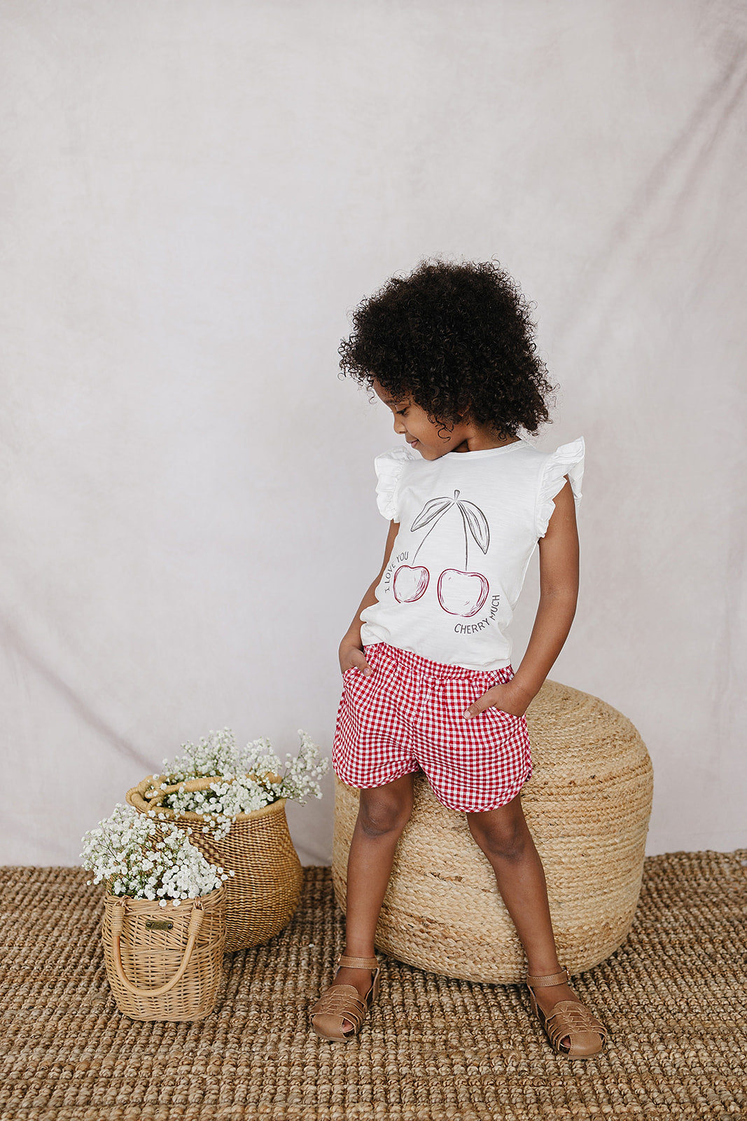 cherry ruffle tee