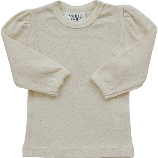 long-sleeve tee // cream pointelle