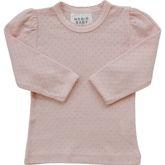 long-sleeve tee // pink pointelle