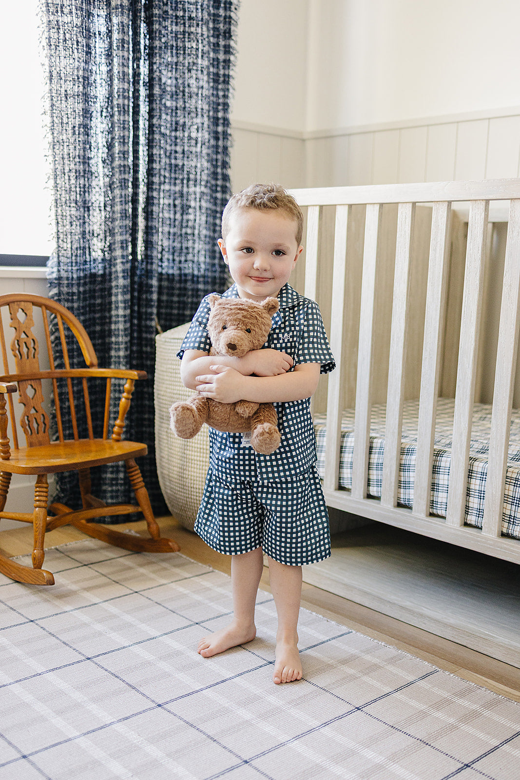 navy gingham short pajama set (comes in mama match)