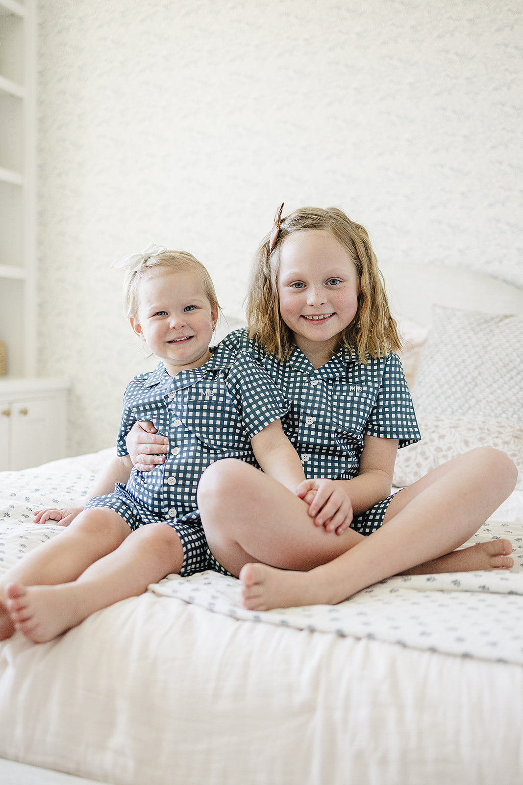 navy gingham short pajama set (comes in mama match)