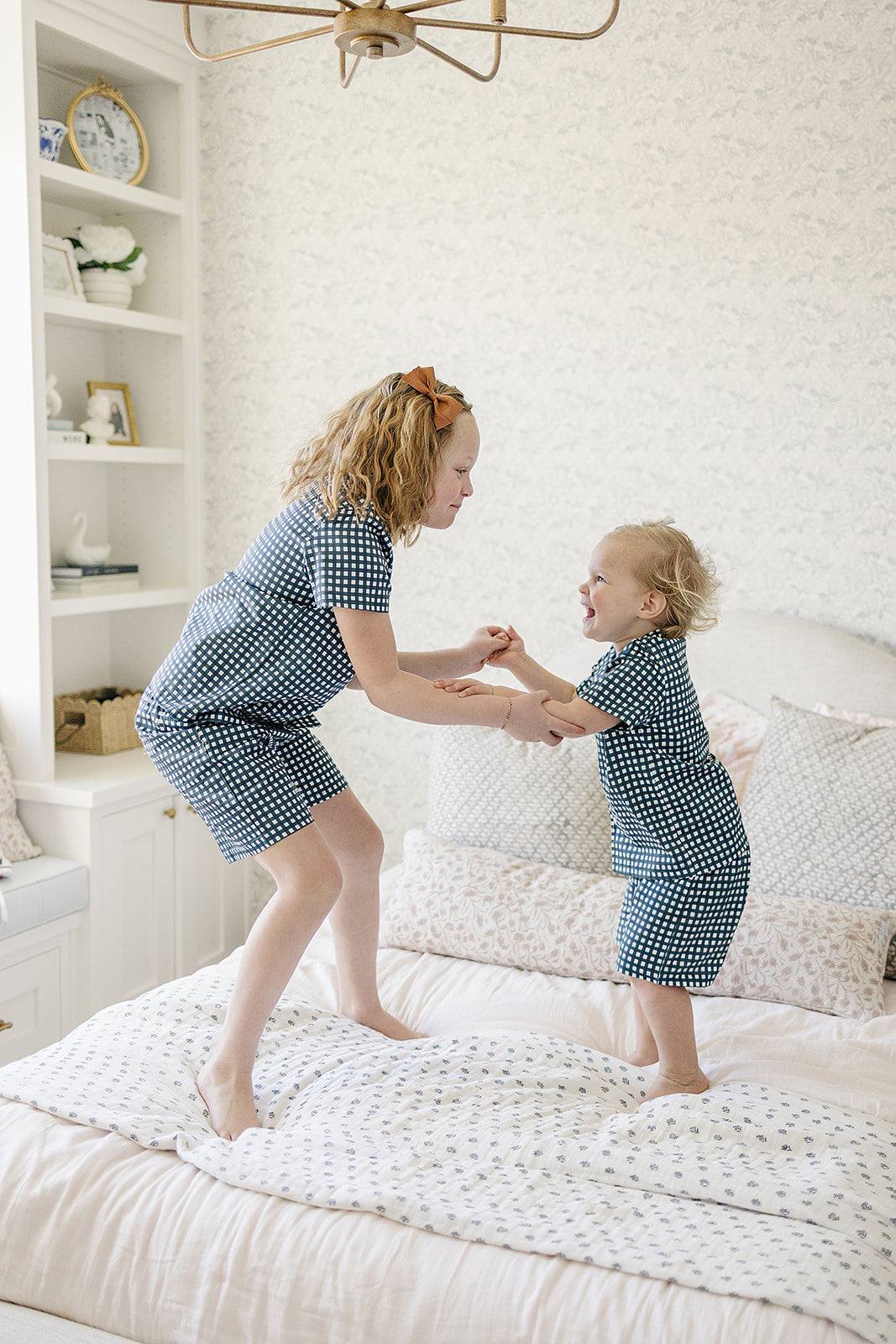 navy gingham short pajama set (comes in mama match)