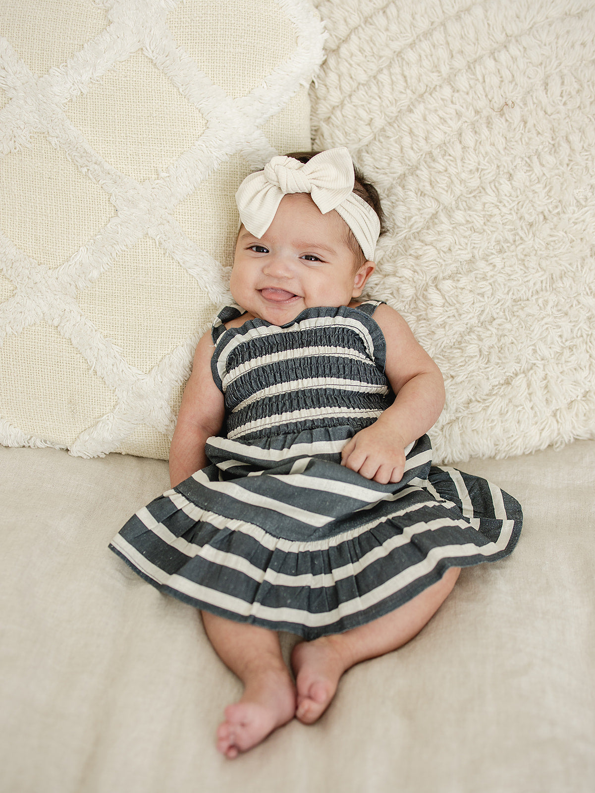 stripe linen dress (sizing up to 11/12y)