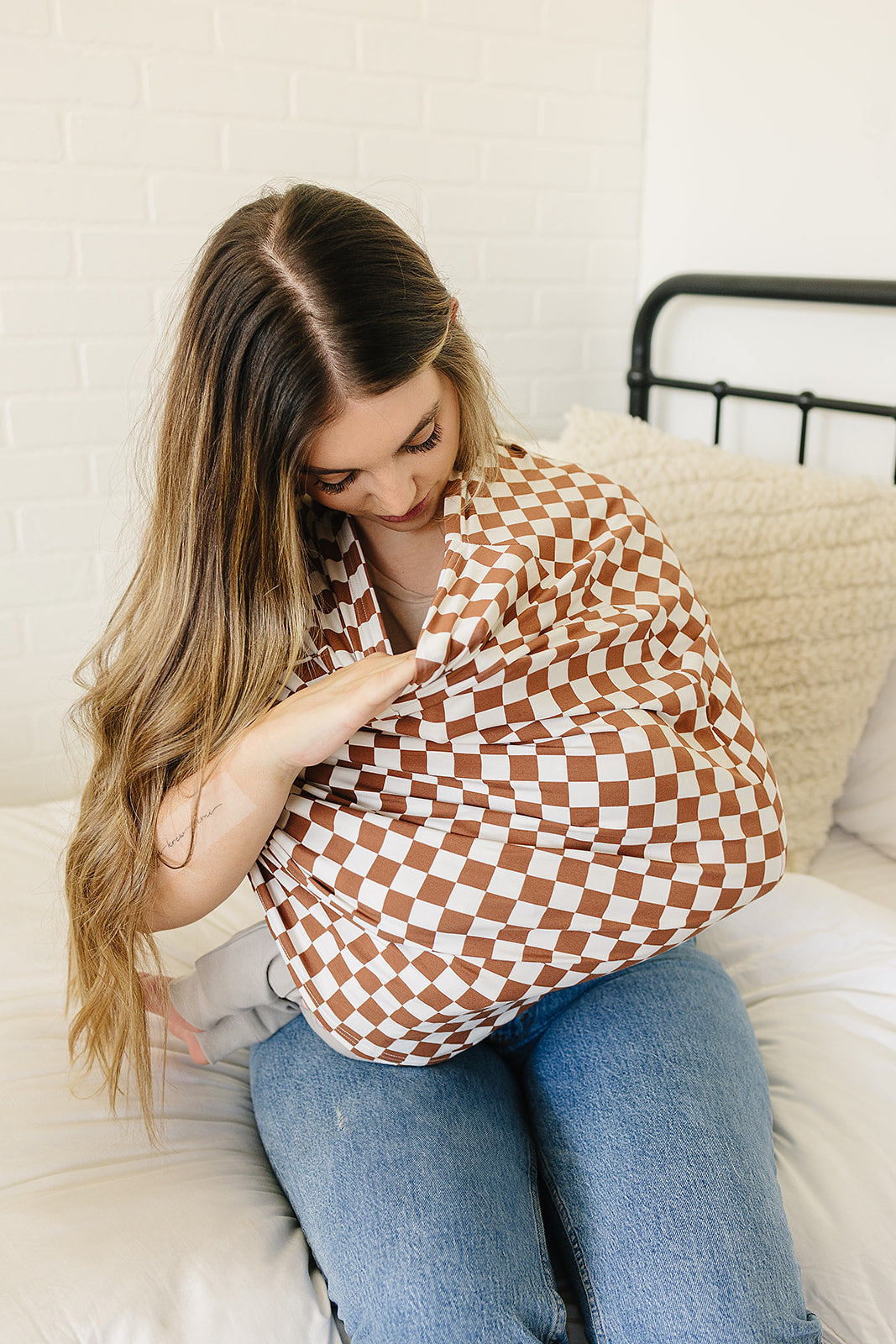 bamboo multi-use cover // rust checkered