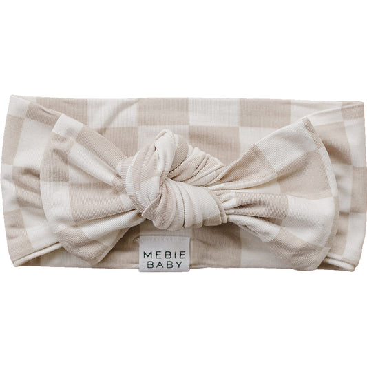 bamboo head wrap // taupe checkered