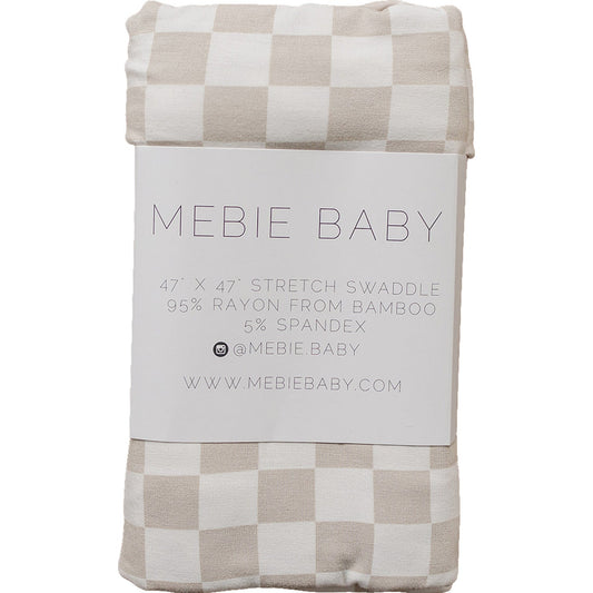 bamboo stretch swaddle // taupe checkered