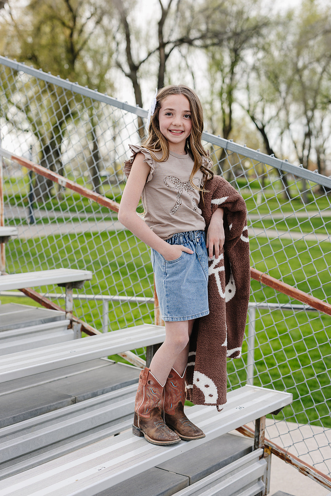 cheetah bow ruffle tee