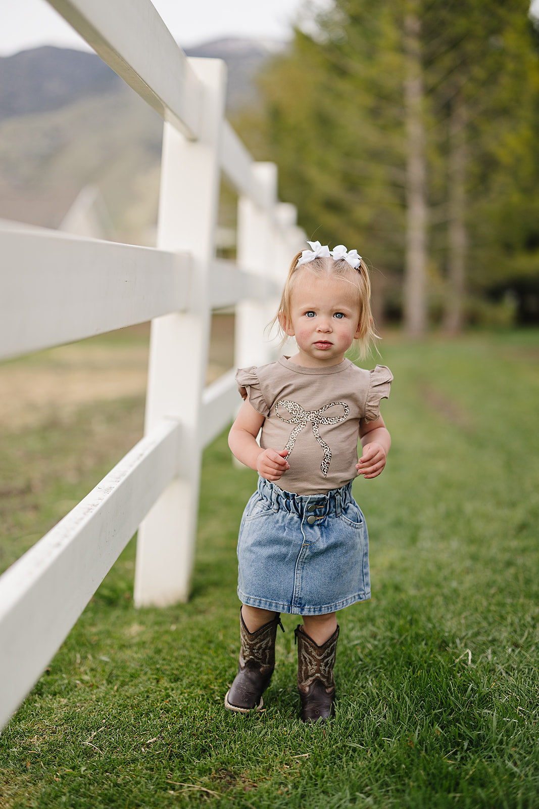 cheetah bow ruffle tee