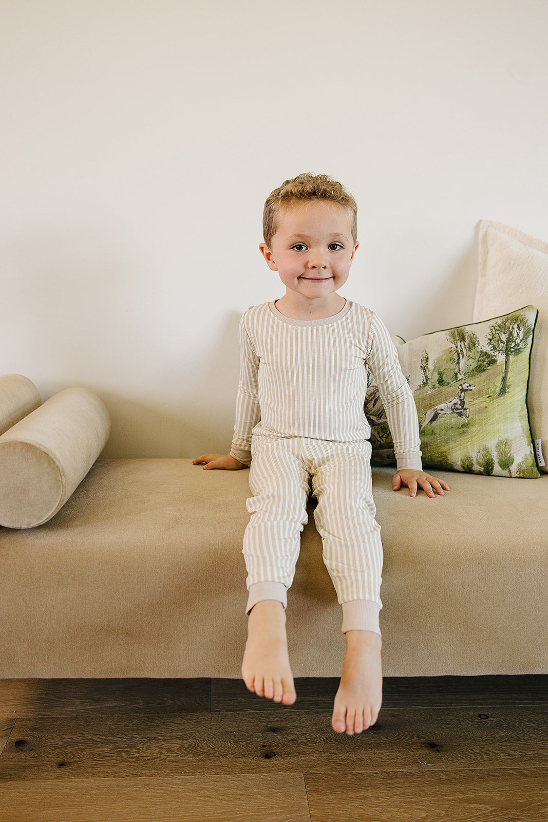 taupe stripe ribbed bamboo pajamas // LONG-SLEEVE TWO-PIECE SET