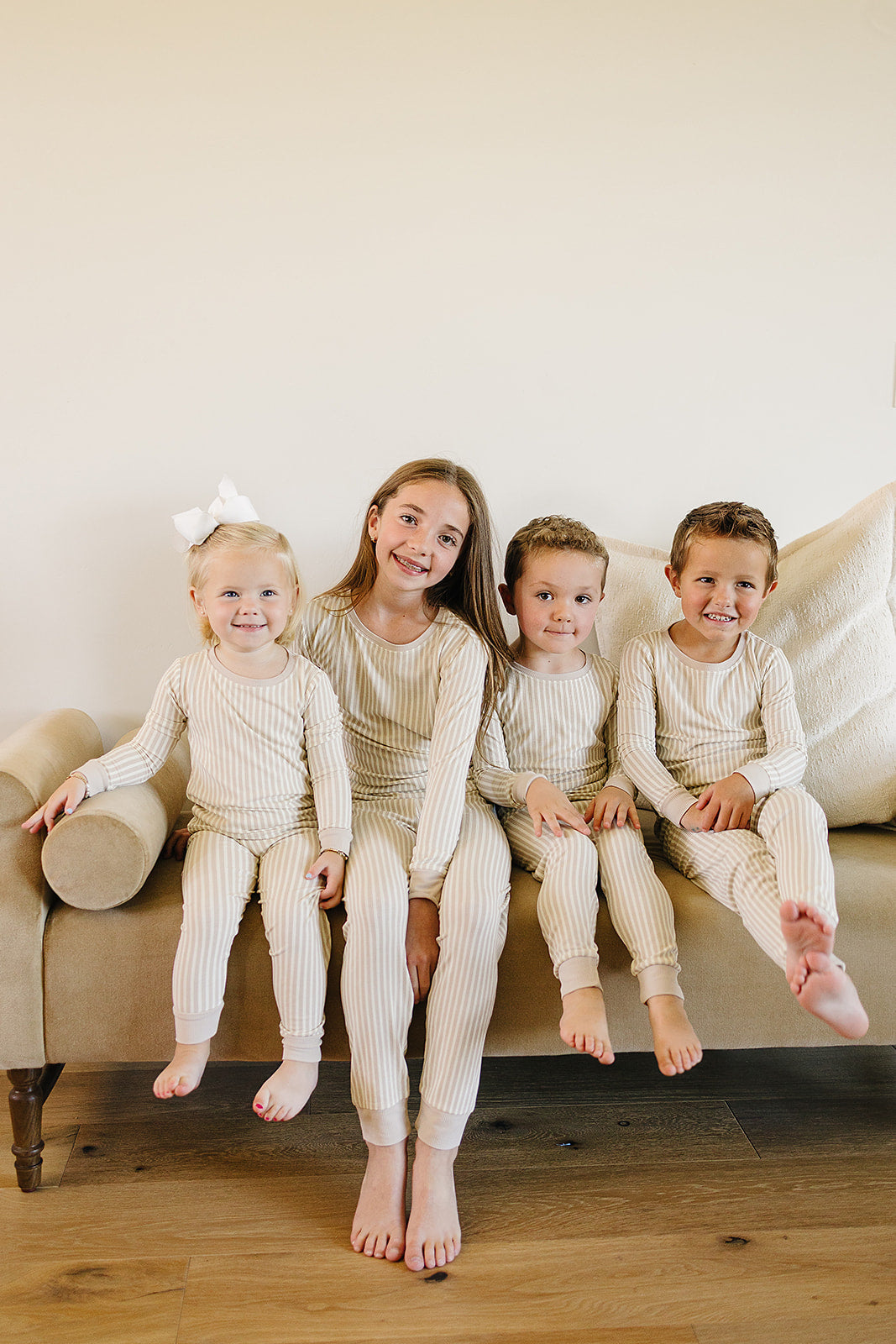 taupe stripe ribbed bamboo pajamas // LONG-SLEEVE TWO-PIECE SET