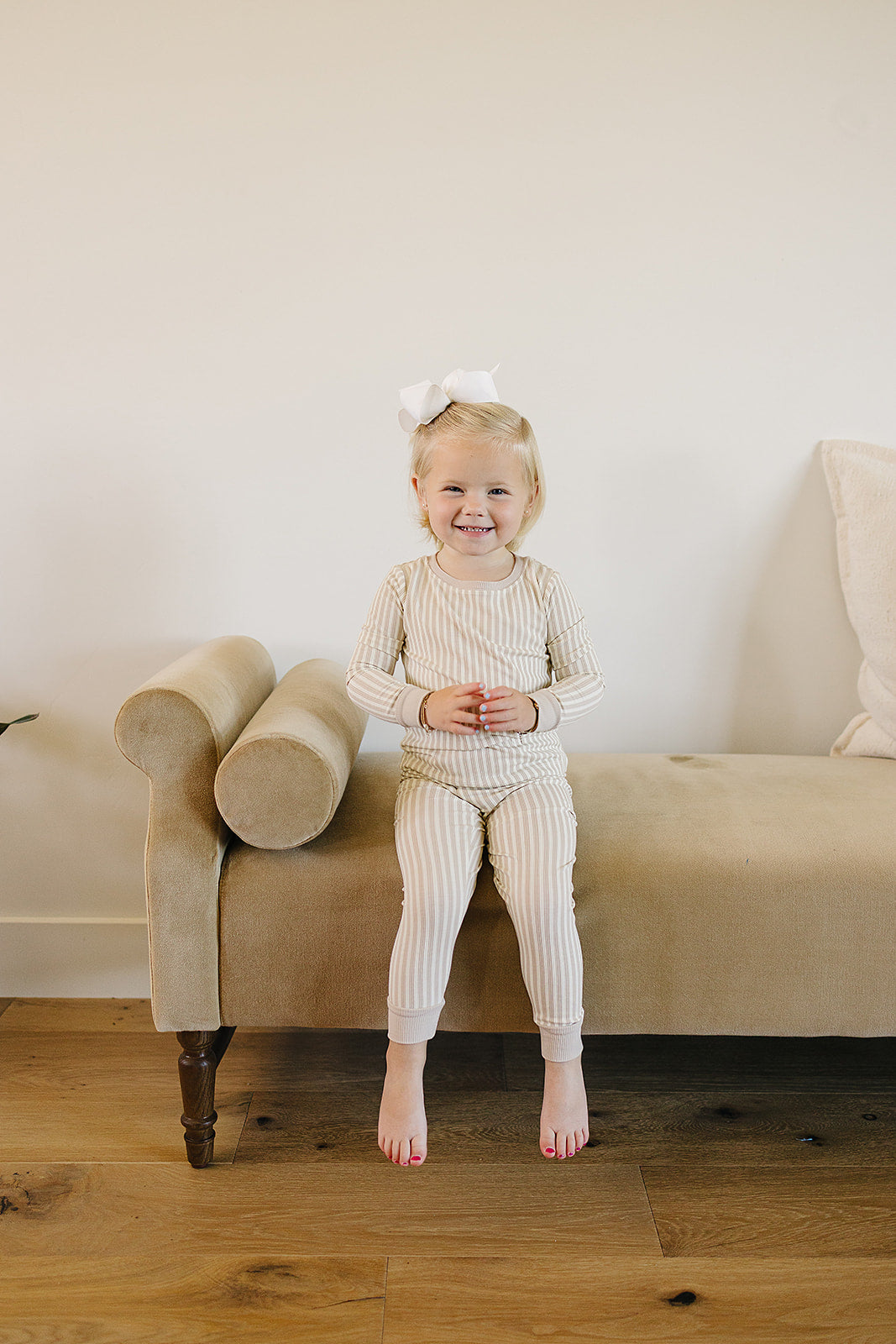 taupe stripe ribbed bamboo pajamas // LONG-SLEEVE TWO-PIECE SET