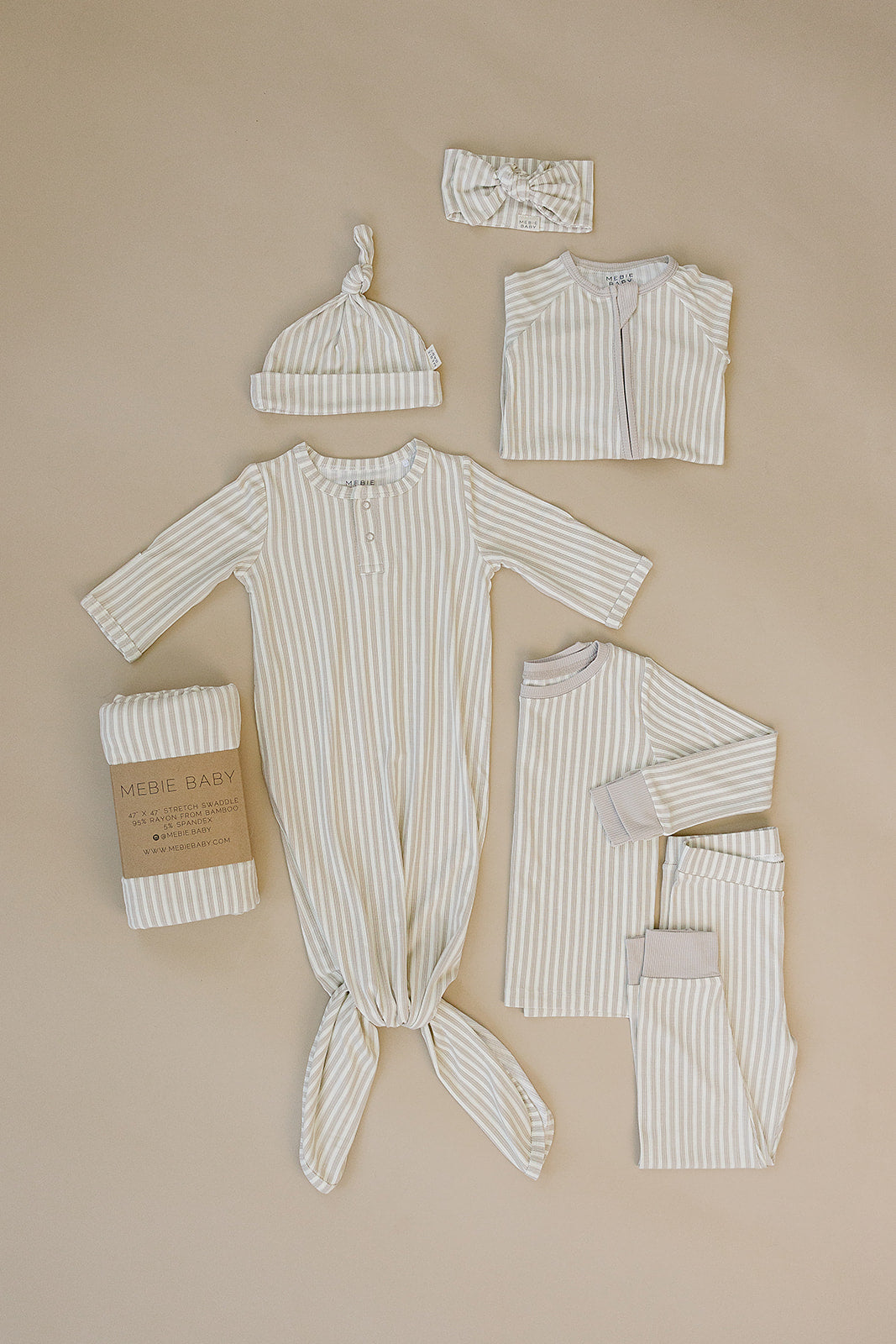 taupe stripe ribbed bamboo pajamas // ZIPPY