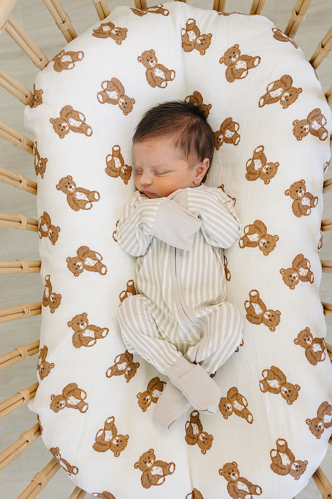 taupe stripe ribbed bamboo pajamas // ZIPPY