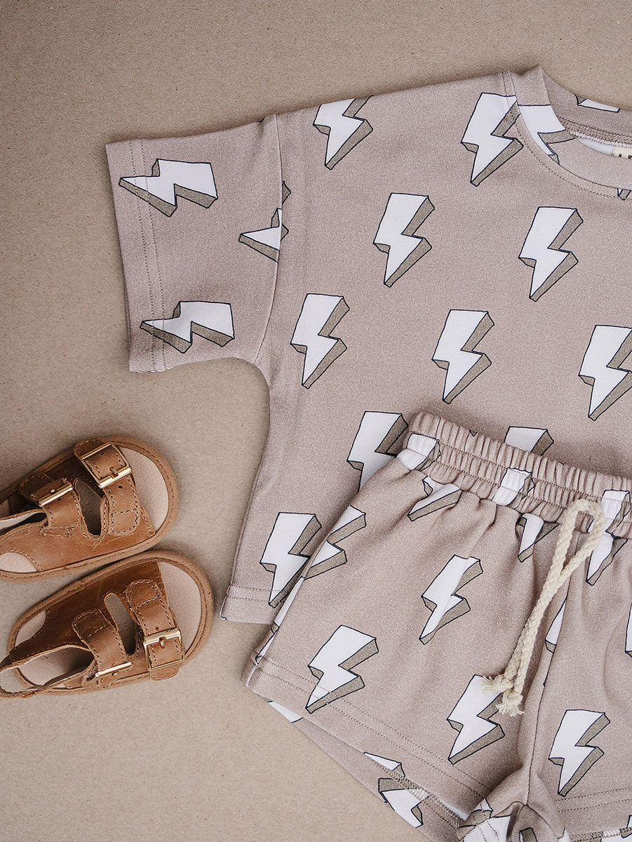 shorts set // electric beige