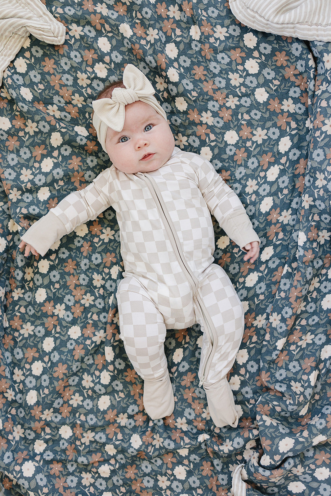 taupe checkered bamboo pajamas // ZIPPY