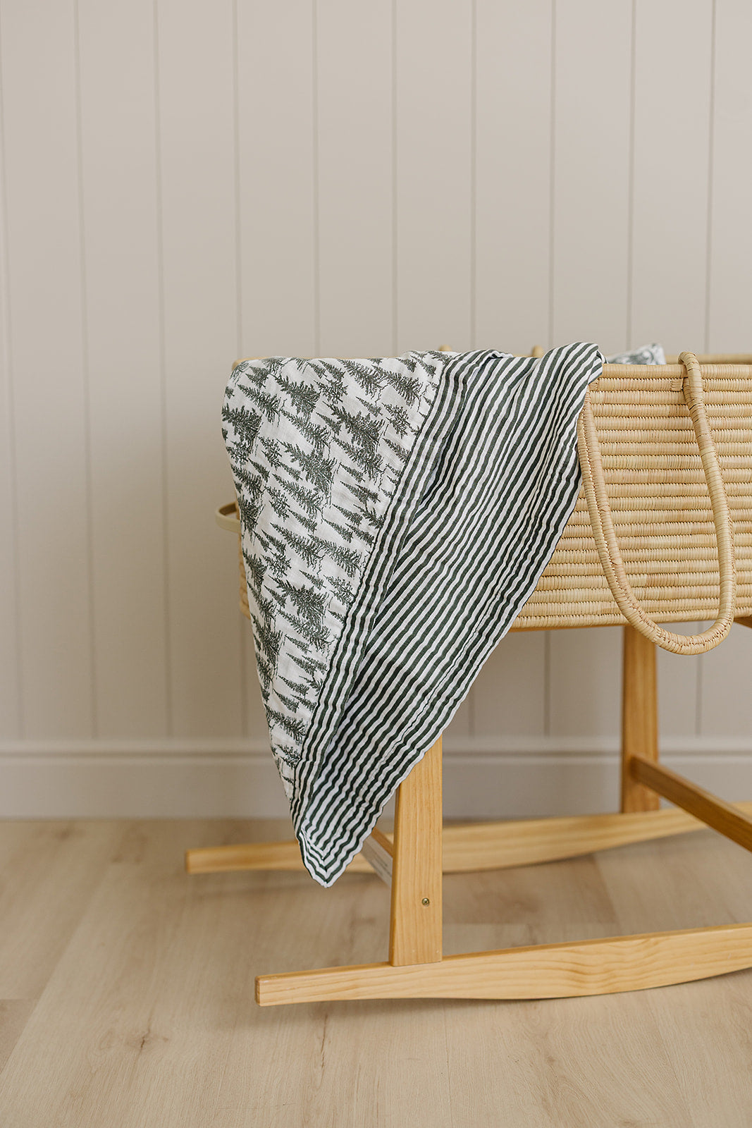 muslin quilt // forest + green stripes
