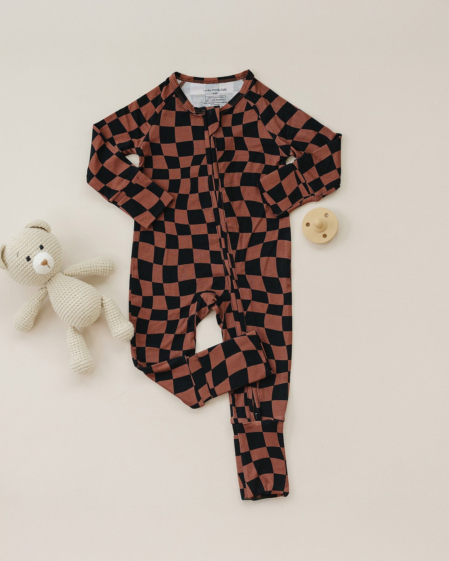 chocolate wavy checkered bamboo pajamas // ZIPPY