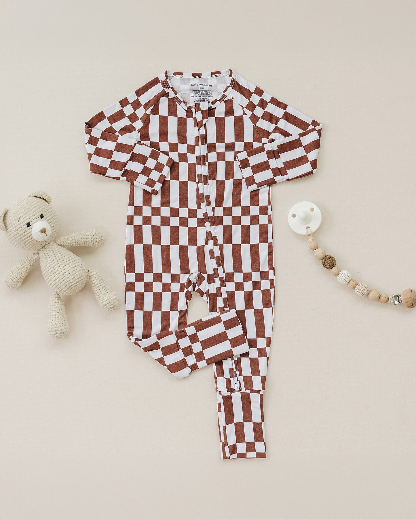 chocolate checkered bamboo pajamas // ZIPPY