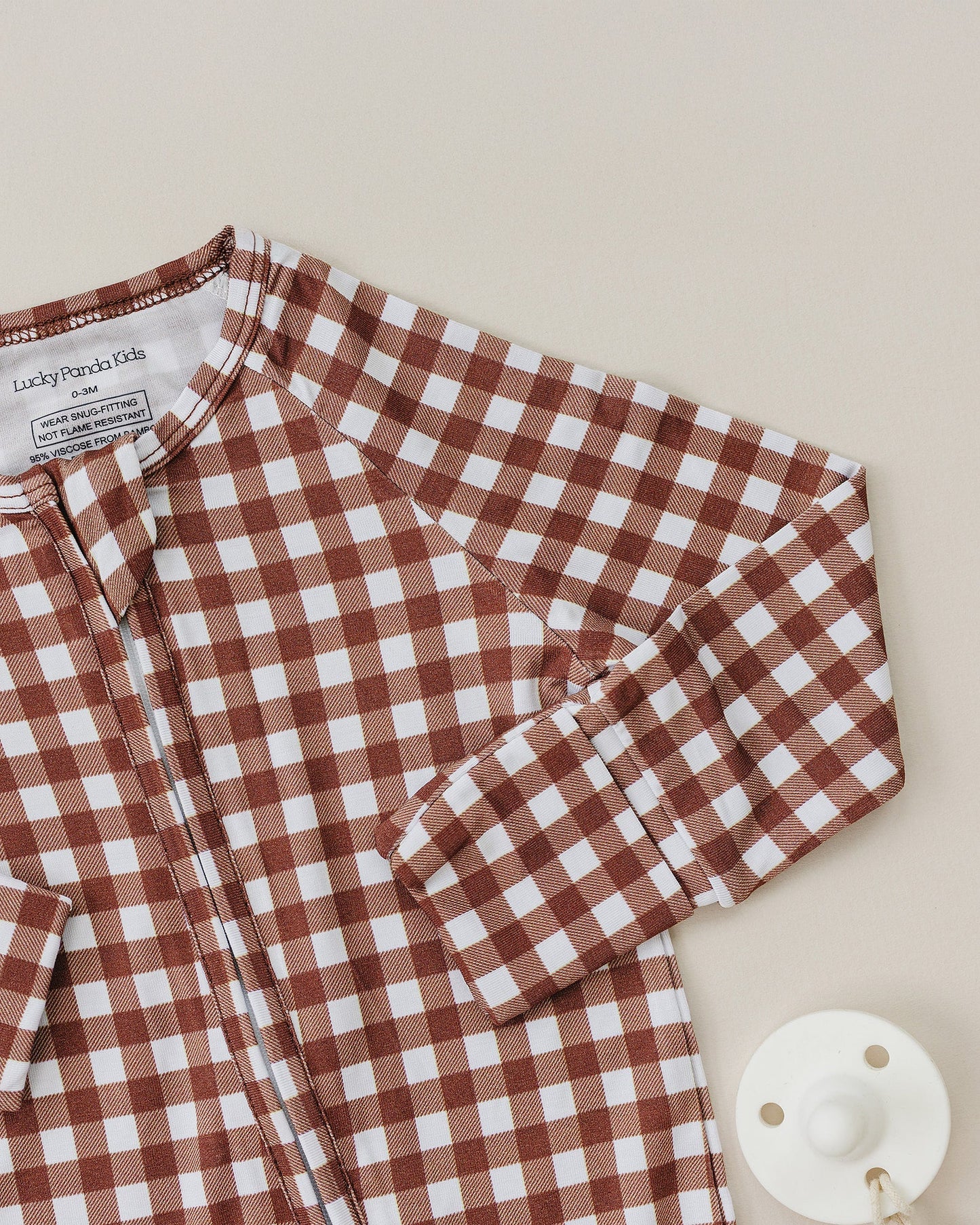 chocolate gingham bamboo pajamas // ZIPPY