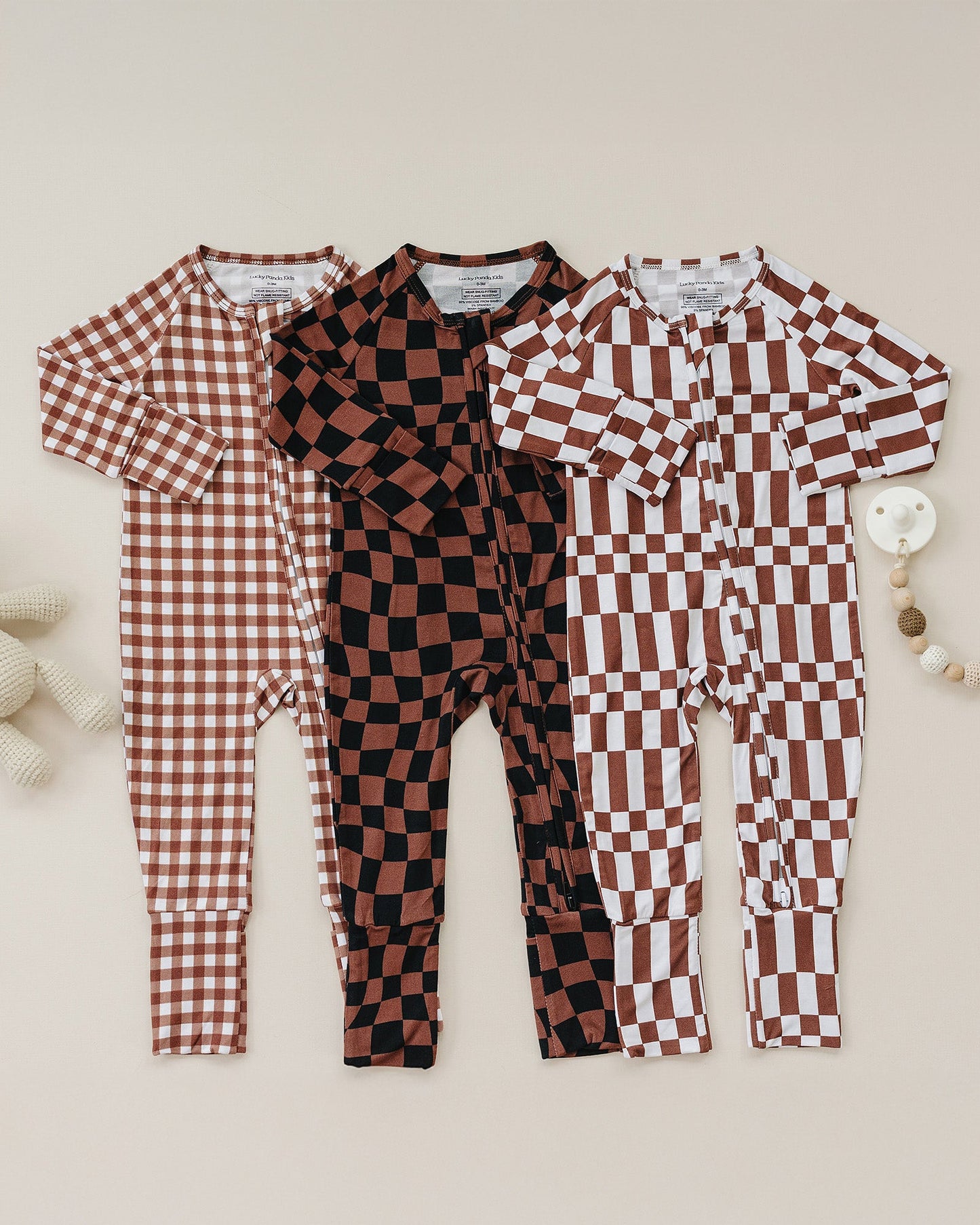 chocolate gingham bamboo pajamas // ZIPPY