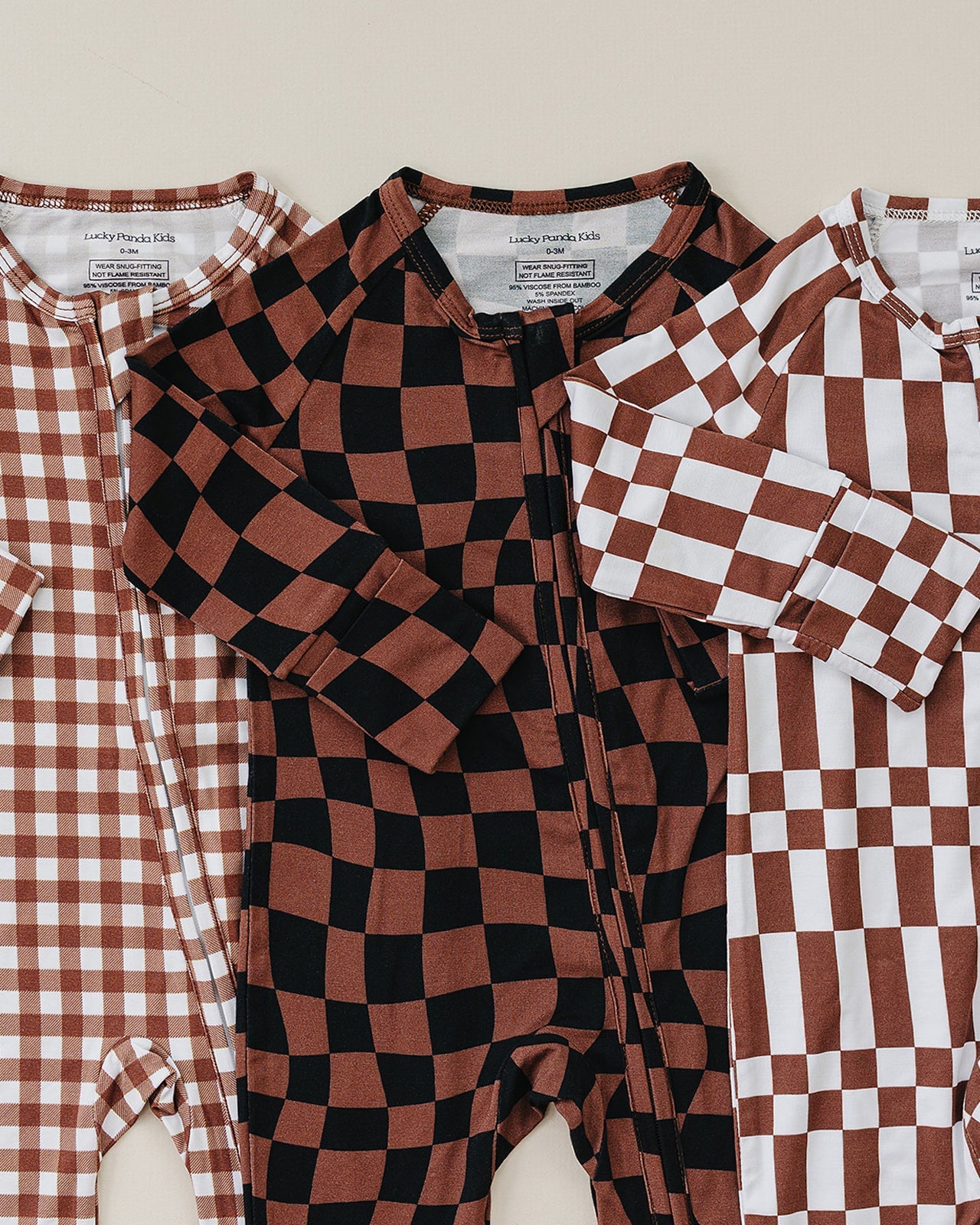 chocolate gingham bamboo pajamas // ZIPPY