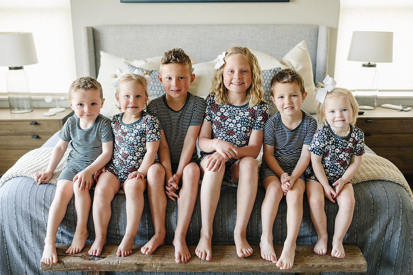americana floral ribbed bamboo pajamas // SHORT-SLEEVE AND SHORTS SET (sizing up to 9/10y)