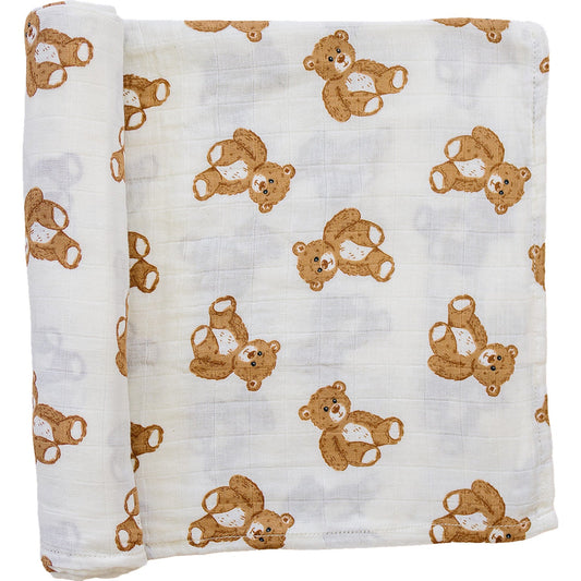 muslin swaddle blanket // teddy bear