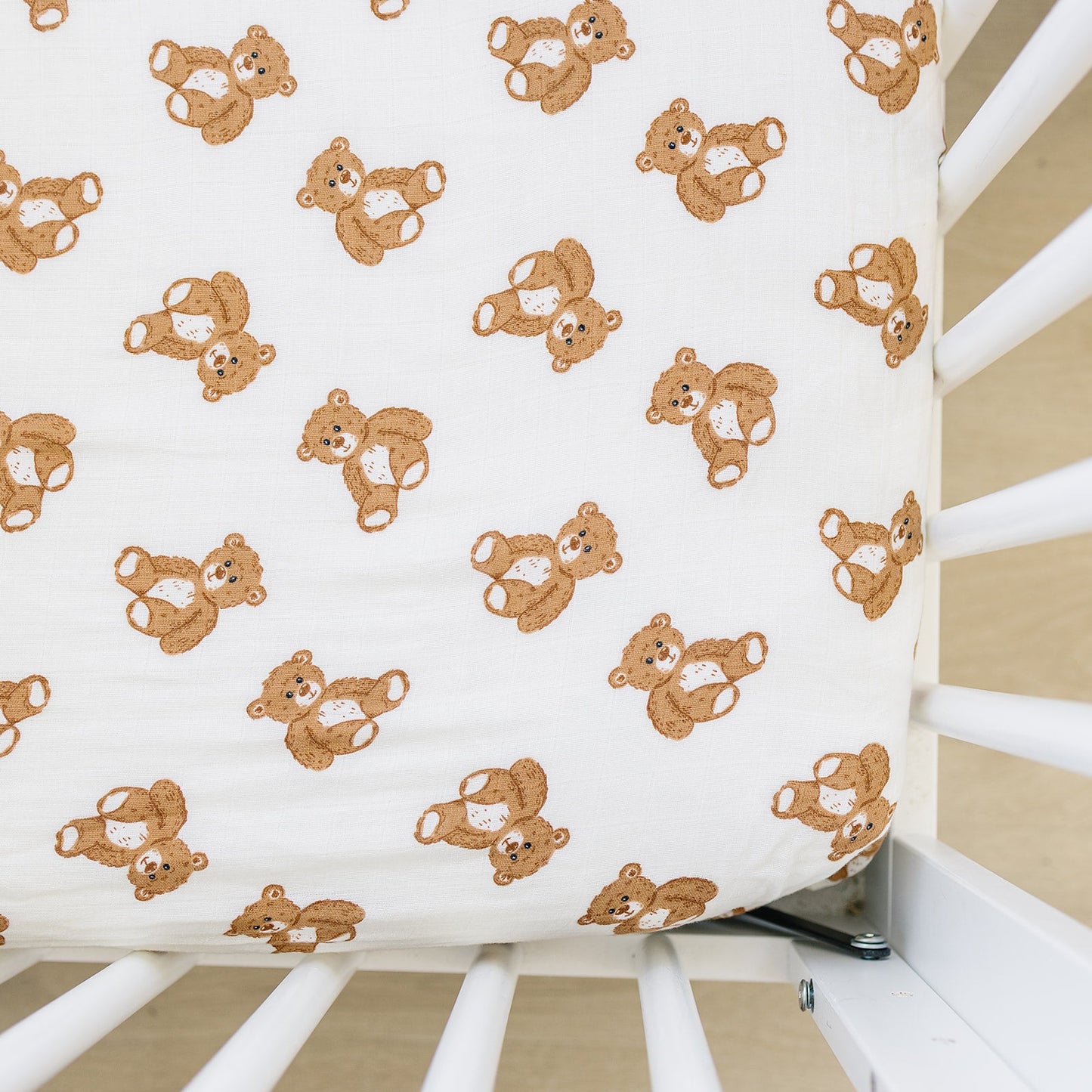muslin crib sheet // teddy bear