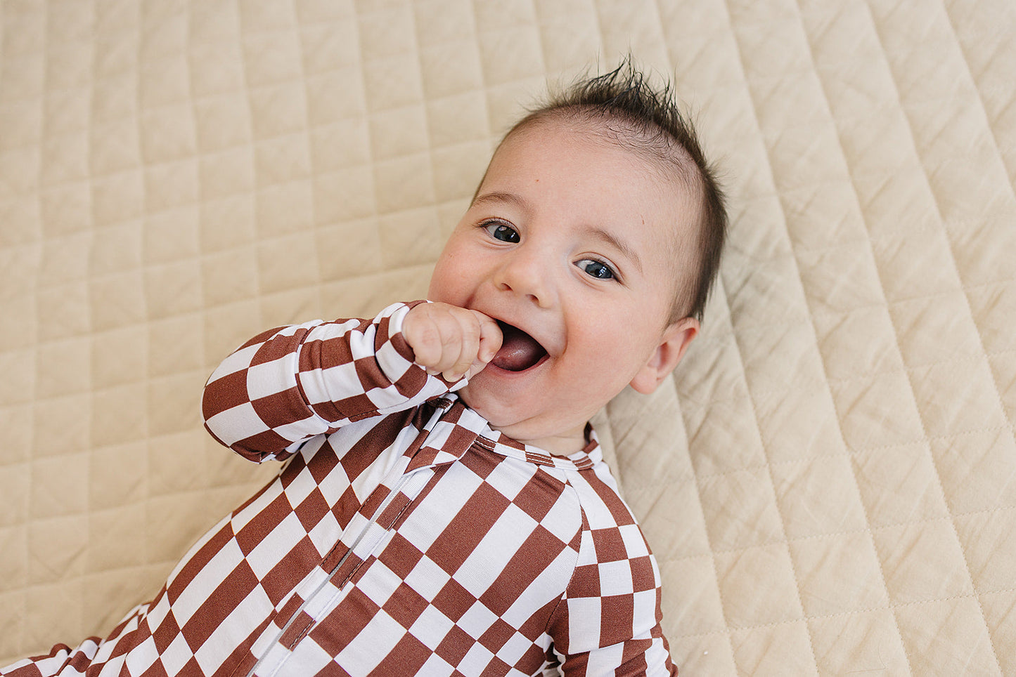 chocolate checkered bamboo pajamas // ZIPPY