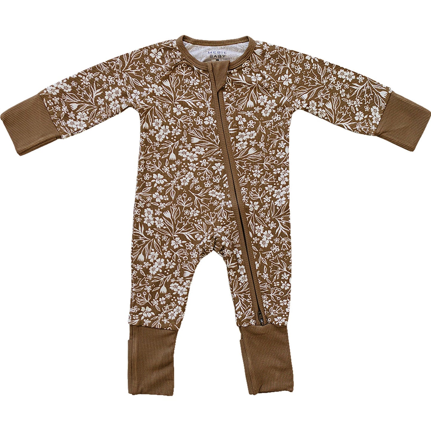 brown floral ribbed bamboo pajamas // ZIPPY