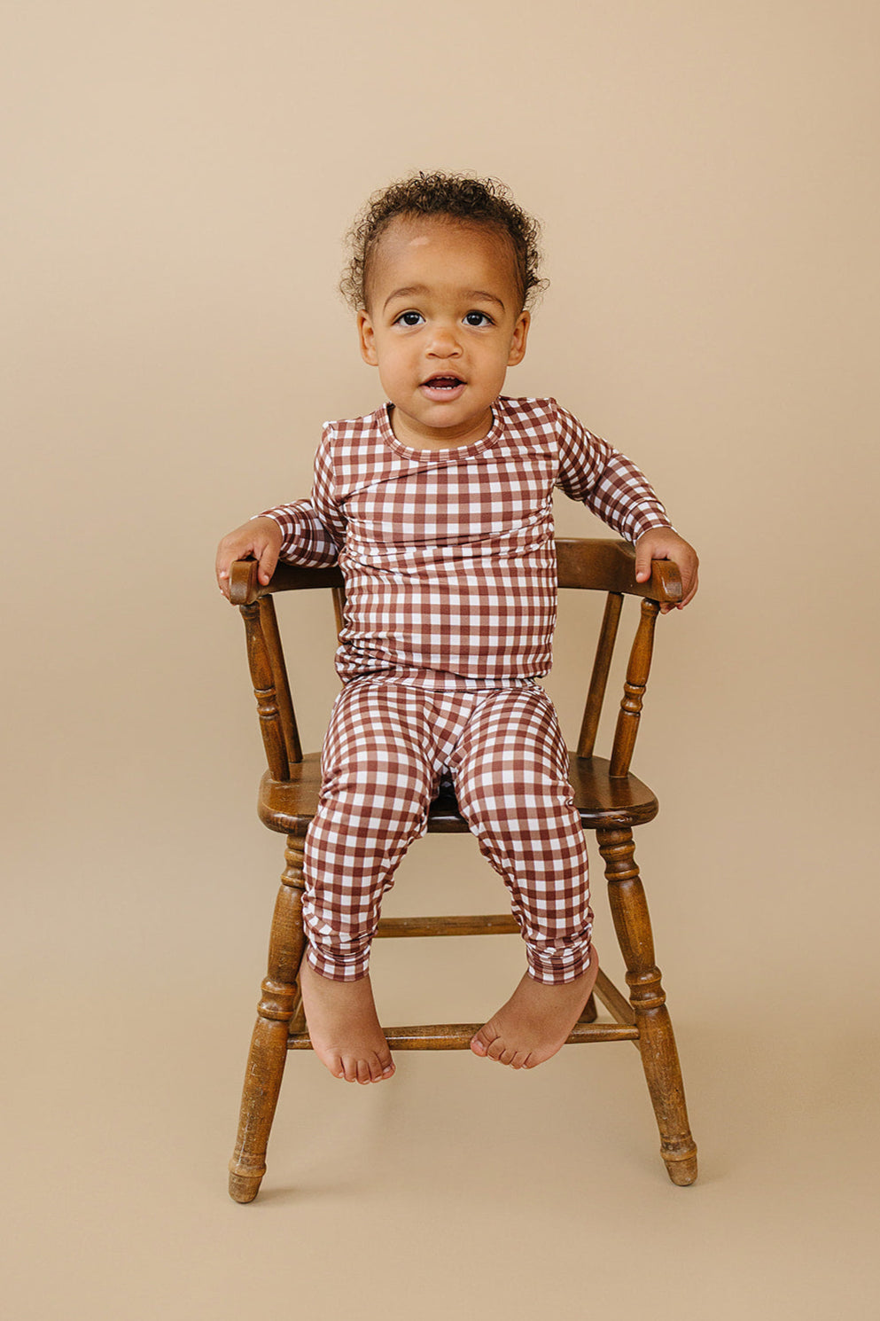 chocolate gingham bamboo pajamas // LONG-SLEEVE TWO-PIECE SET