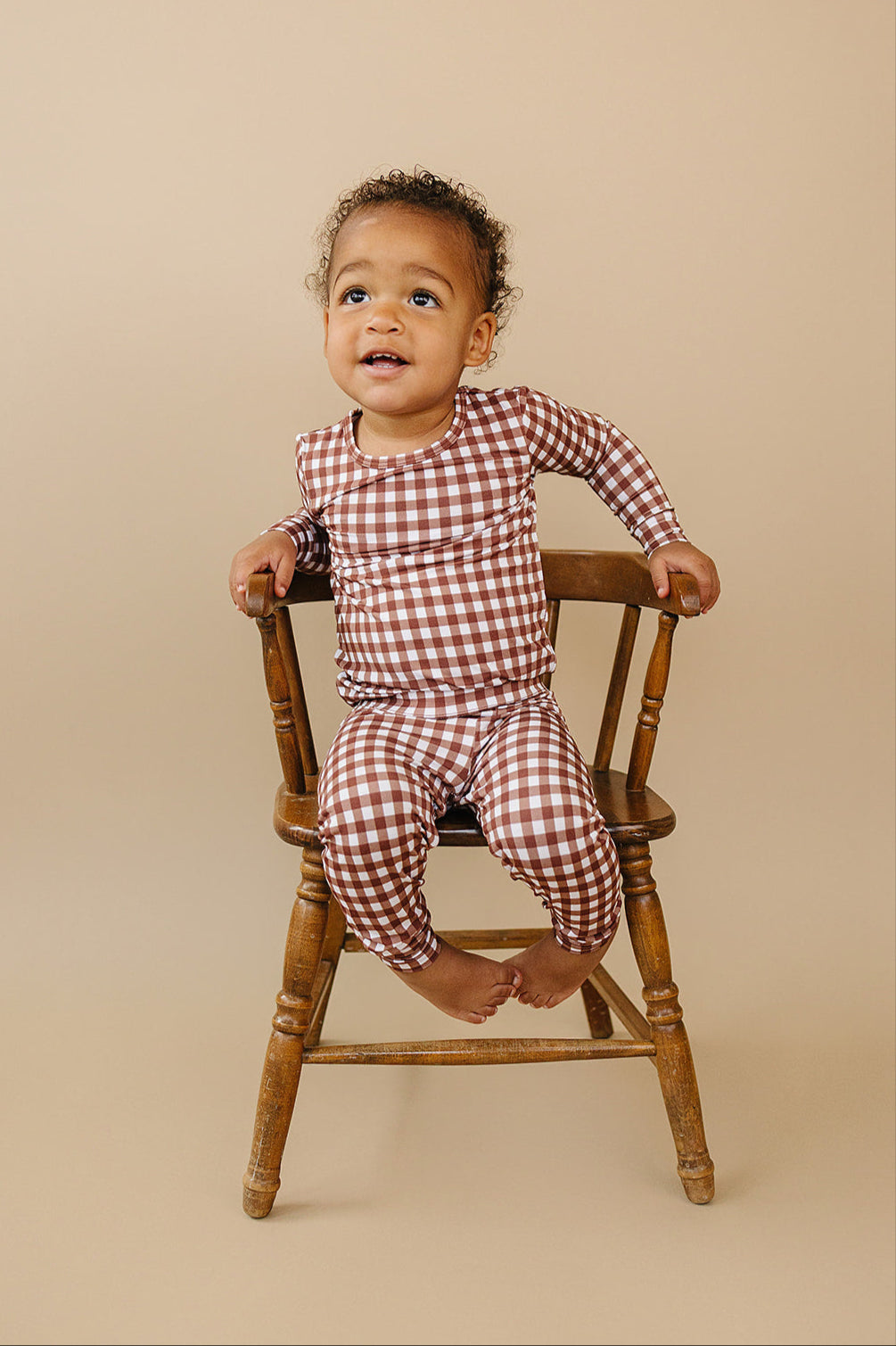 chocolate gingham bamboo pajamas // LONG-SLEEVE TWO-PIECE SET