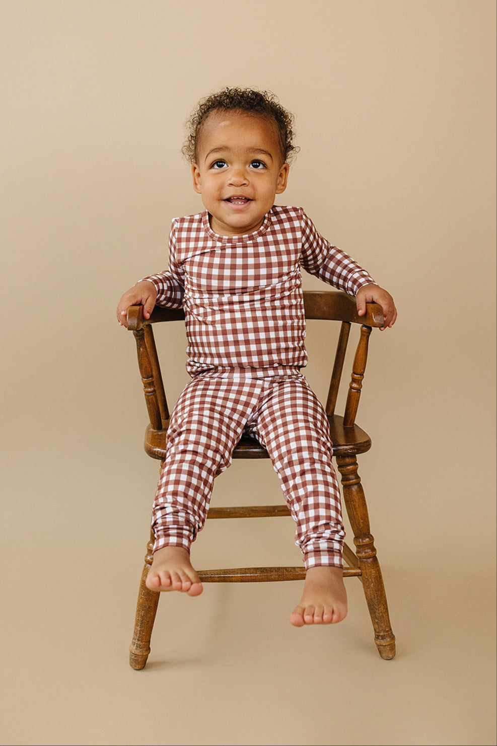 chocolate gingham bamboo pajamas // LONG-SLEEVE TWO-PIECE SET