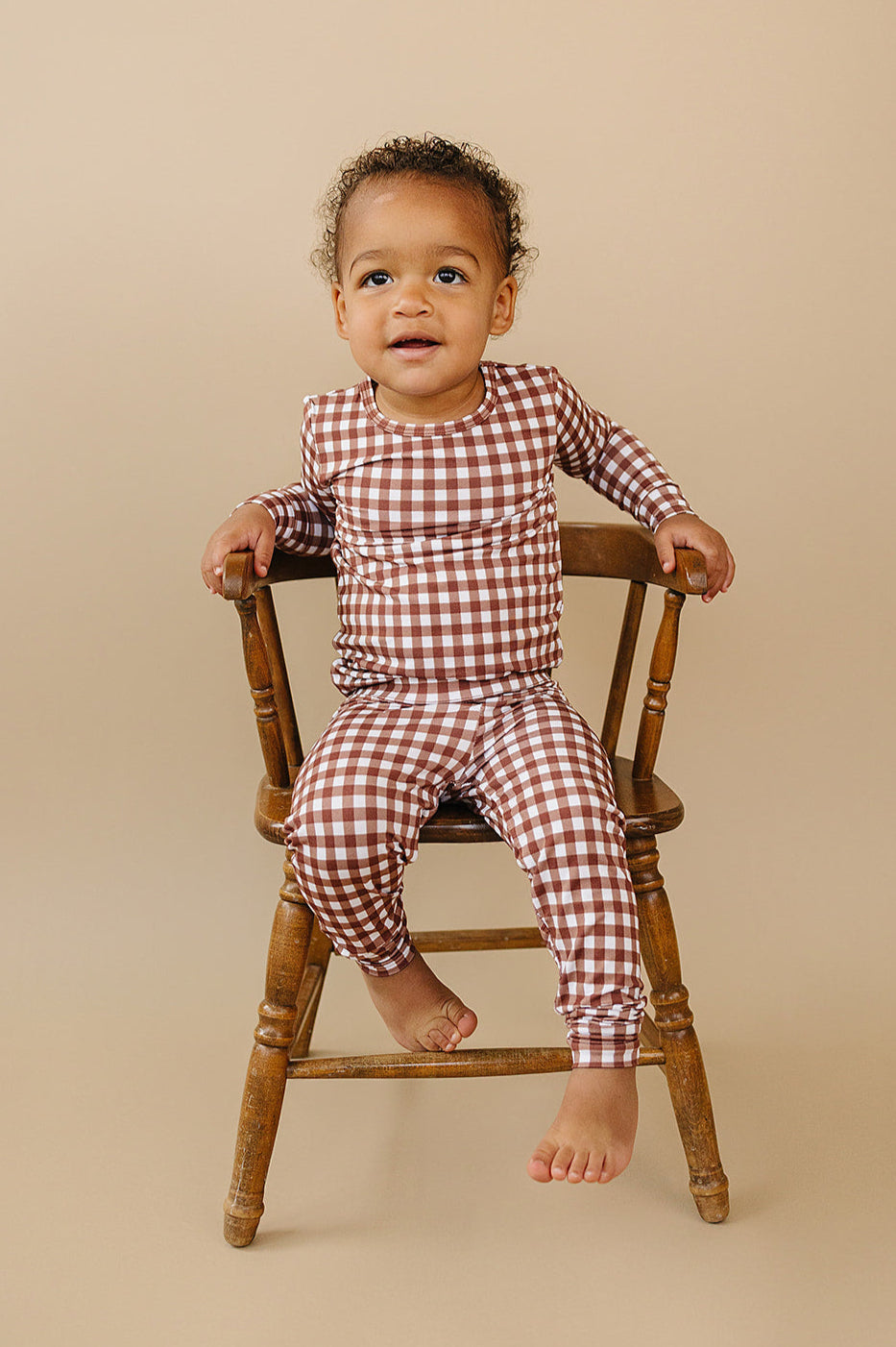 chocolate gingham bamboo pajamas // LONG-SLEEVE TWO-PIECE SET