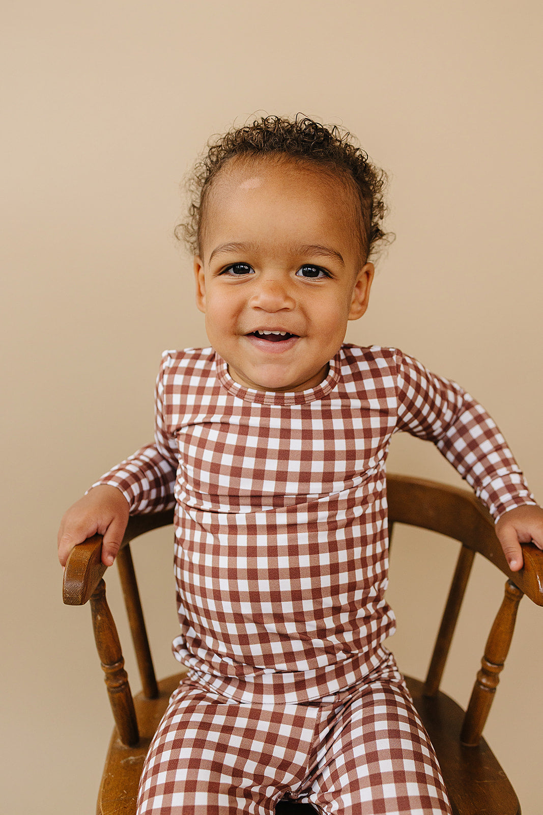 chocolate gingham bamboo pajamas // LONG-SLEEVE TWO-PIECE SET