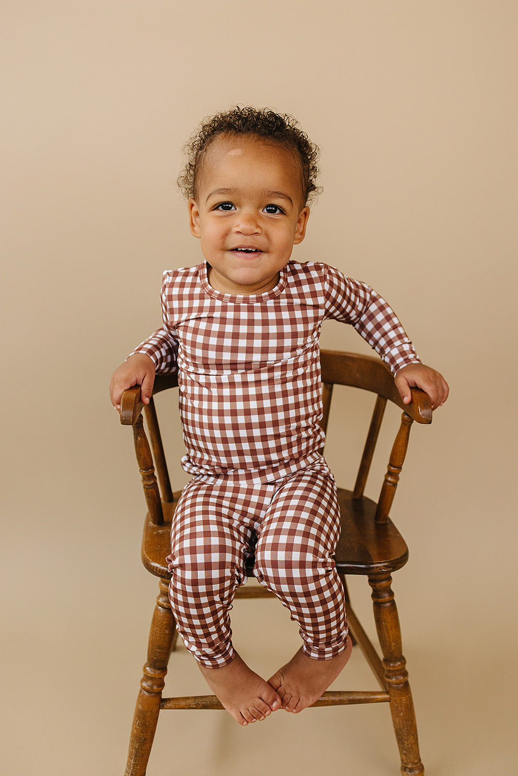 chocolate gingham bamboo pajamas // LONG-SLEEVE TWO-PIECE SET