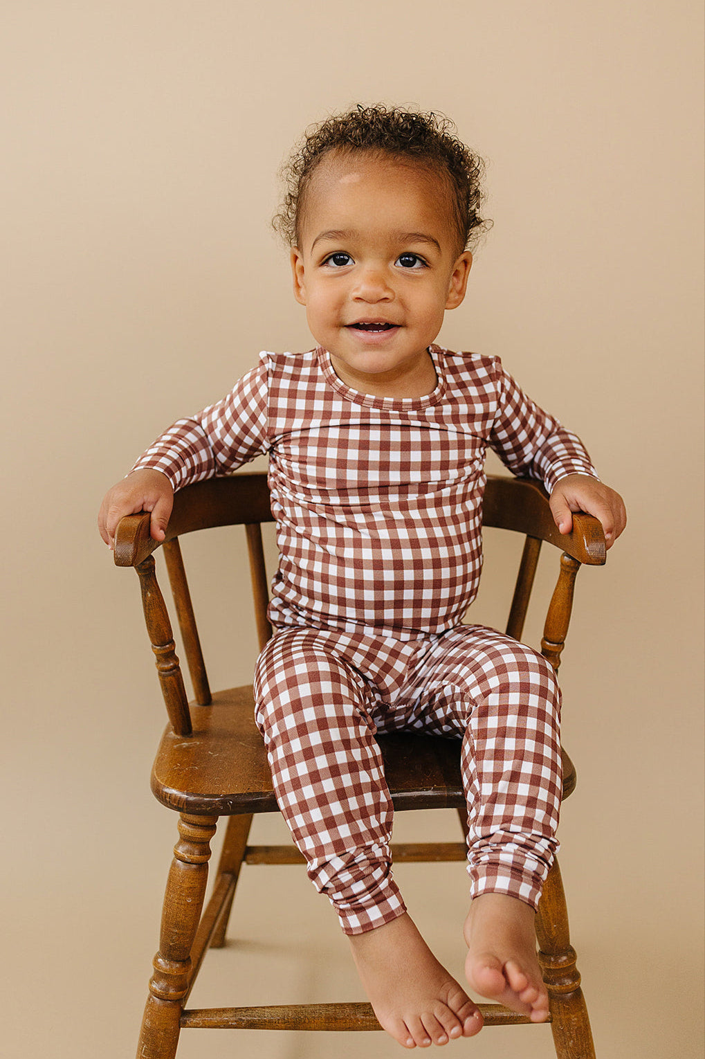 chocolate gingham bamboo pajamas // LONG-SLEEVE TWO-PIECE SET