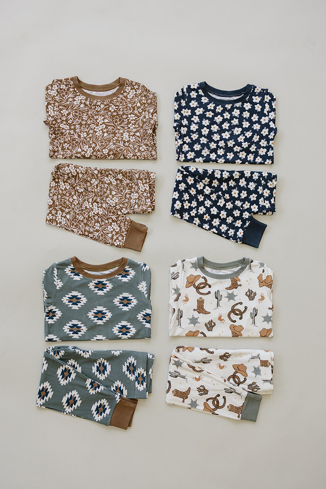 navy daisy ribbed bamboo pajamas // LONG-SLEEVE TWO-PIECE SET
