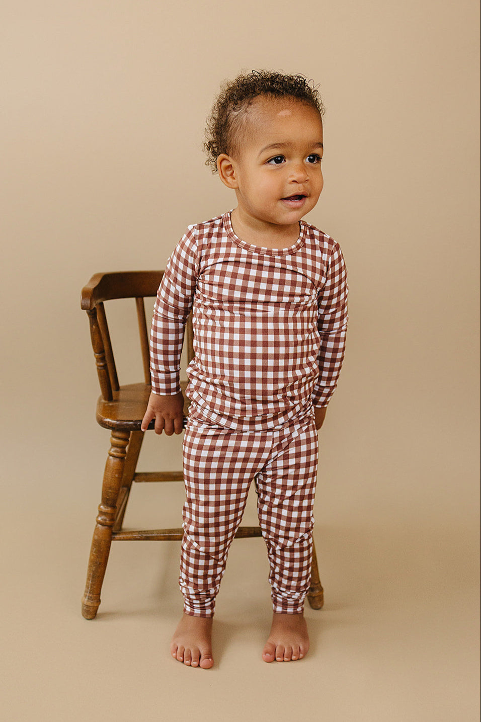 chocolate gingham bamboo pajamas // LONG-SLEEVE TWO-PIECE SET