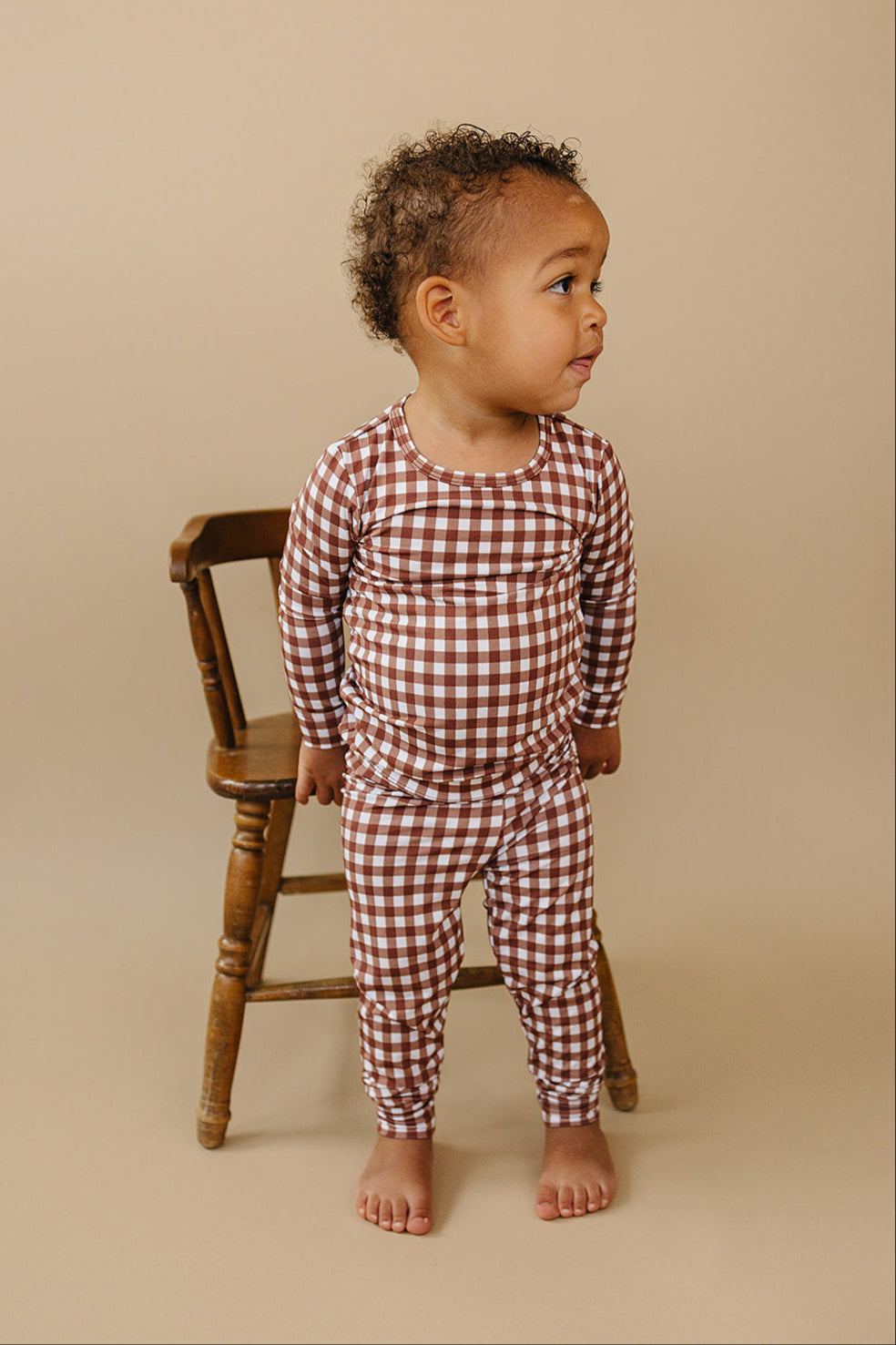 chocolate gingham bamboo pajamas // LONG-SLEEVE TWO-PIECE SET