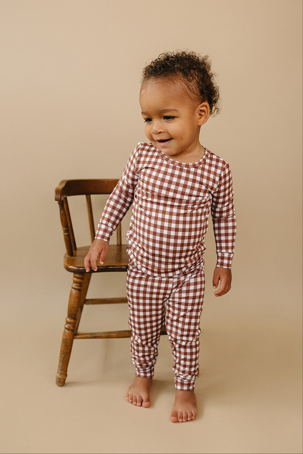 chocolate gingham bamboo pajamas // LONG-SLEEVE TWO-PIECE SET