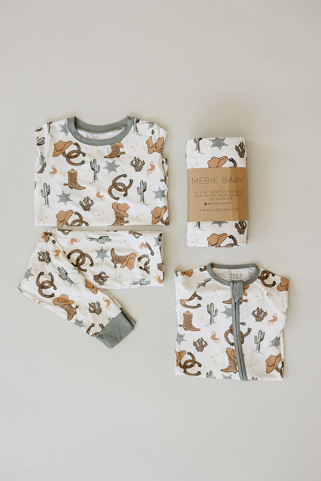 cowboy ribbed bamboo pajamas // LONG-SLEEVE TWO-PIECE SET