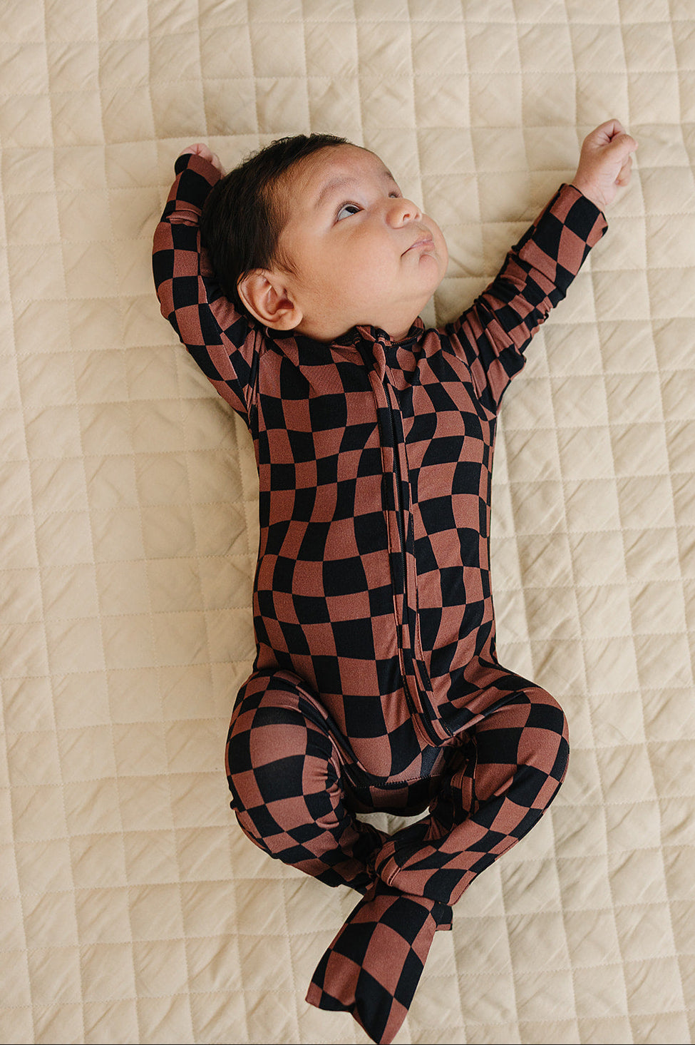 chocolate wavy checkered bamboo pajamas // ZIPPY