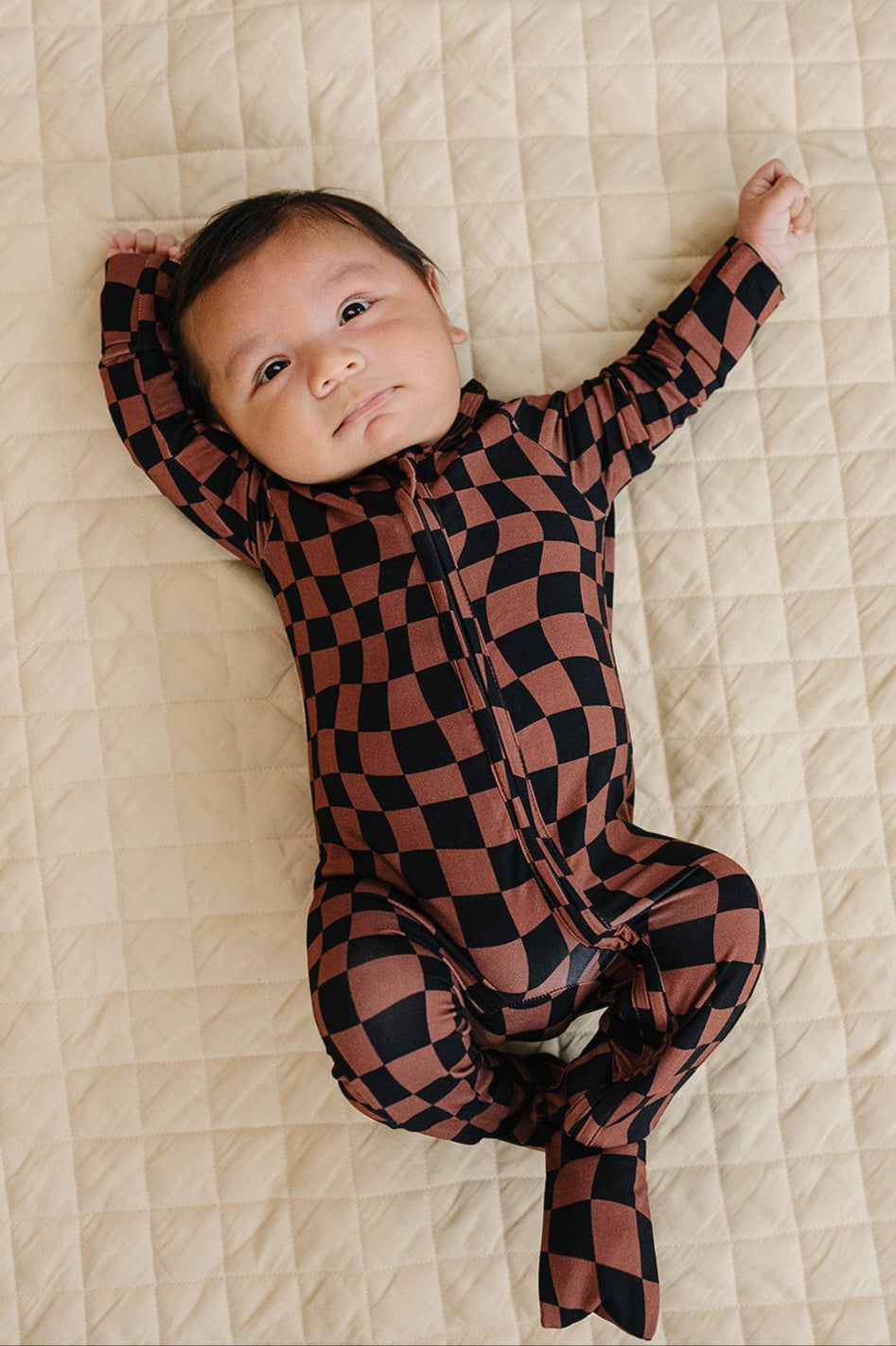 chocolate wavy checkered bamboo pajamas // ZIPPY