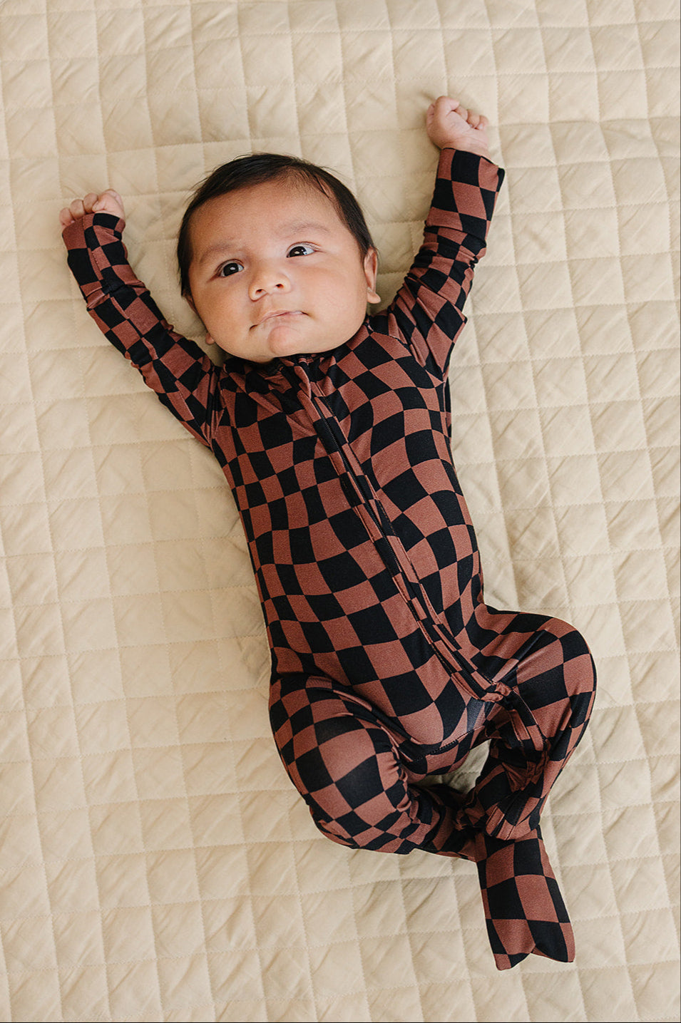 chocolate wavy checkered bamboo pajamas // ZIPPY