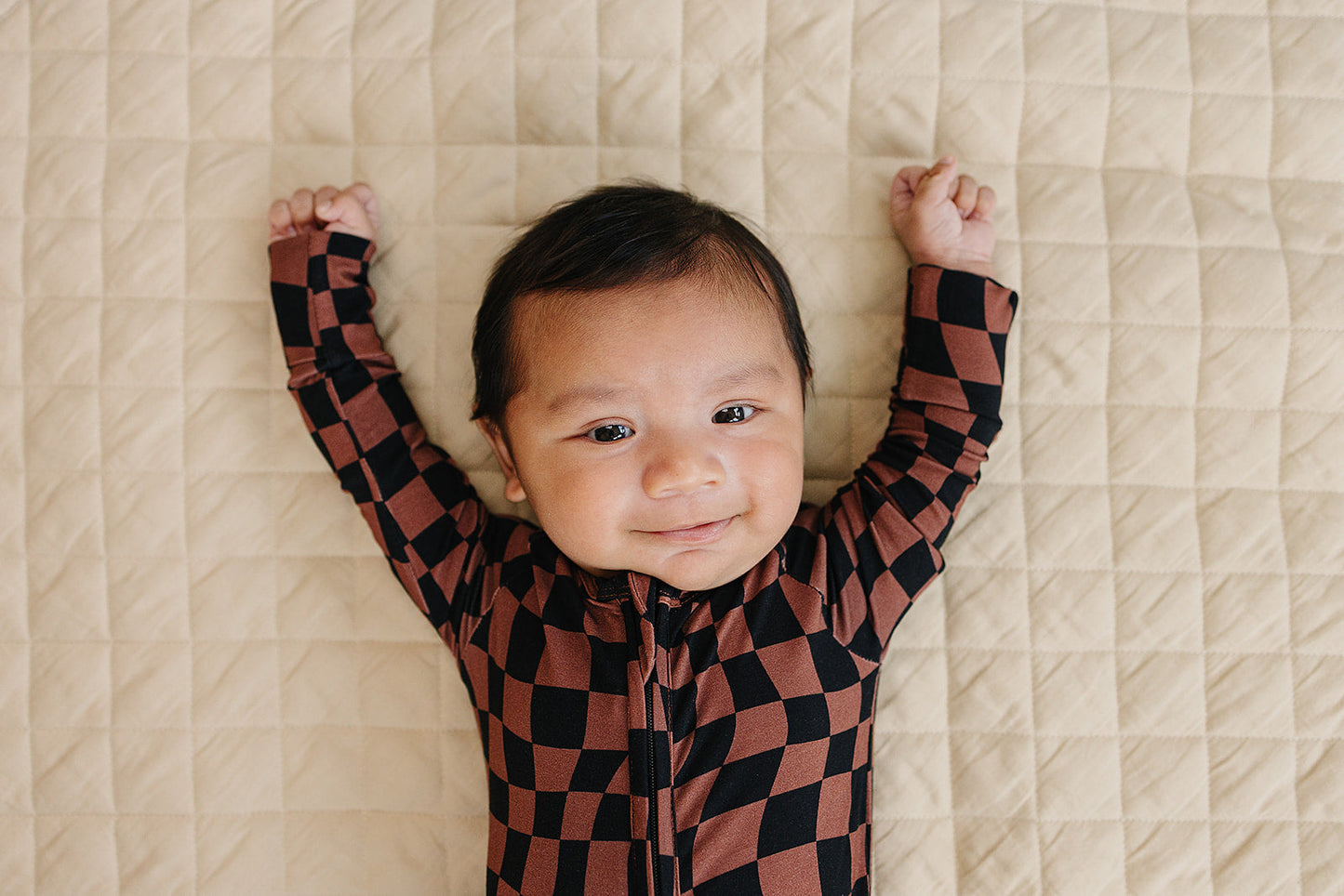 chocolate wavy checkered bamboo pajamas // ZIPPY